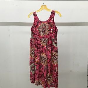 Pink Beaded Flower Print Dress